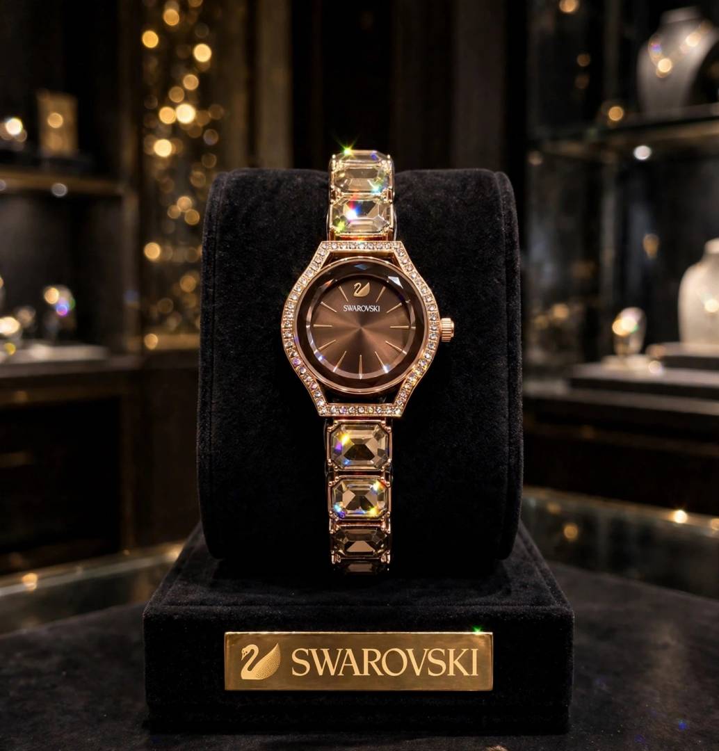 SWAROVSKY CRYSTAL ROSE GOLD BROWN WATCH FOR HER