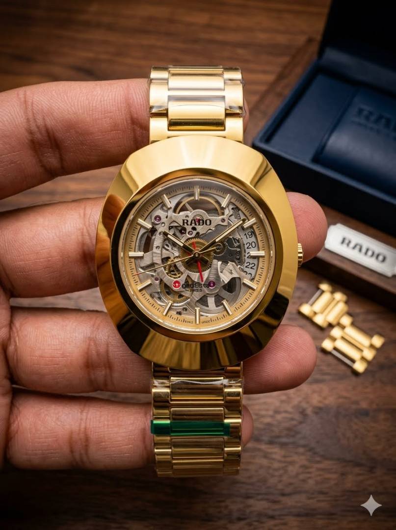 Rado Diastar Automatic Skeleton Watch – Full Gold Edition ⌚