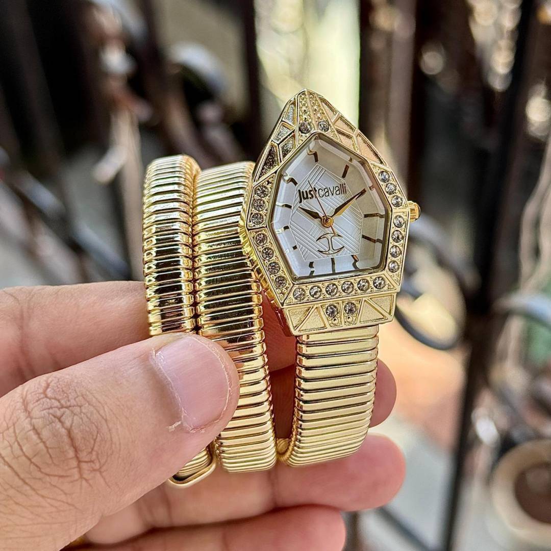 JUST CAVALLI GOLD CRYSTAL WATCH FOR HER