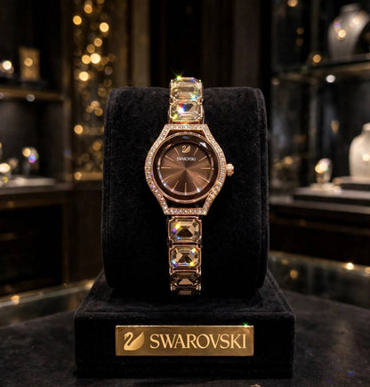 SWAROVSKY CRYSTAL ROSE GOLD BROWN WATCH FOR HER