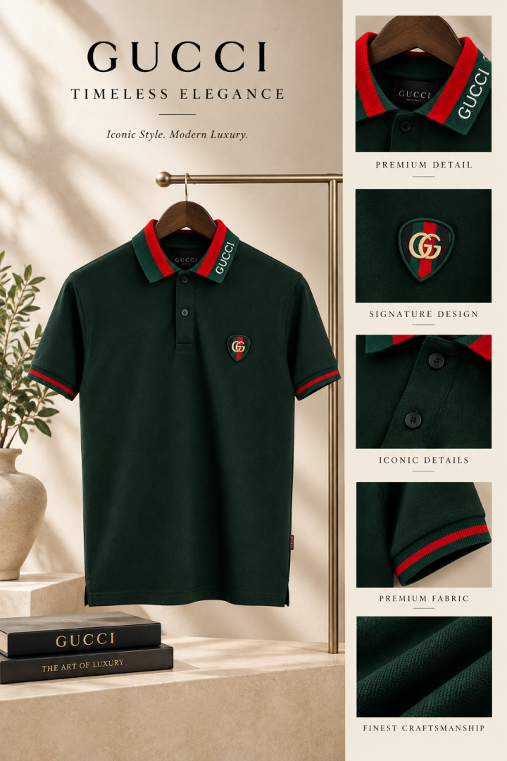 Guccci bottle green box pack imported polo Tshirt