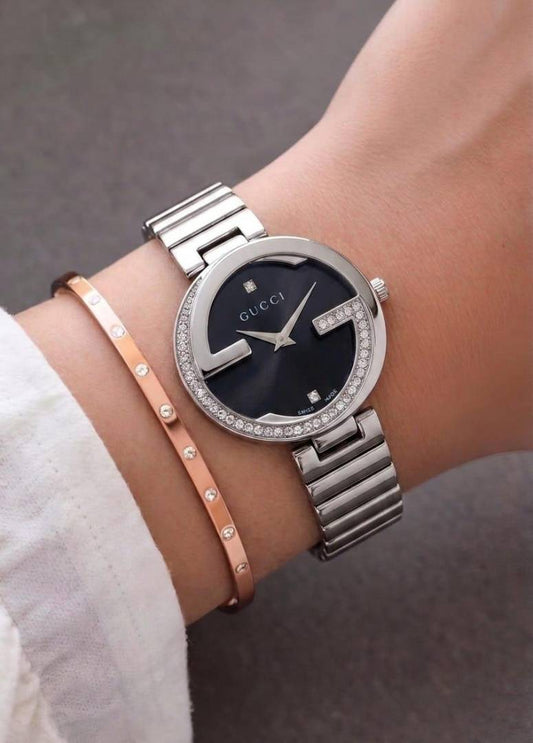 GUCCI SILVER BLACK WATCH