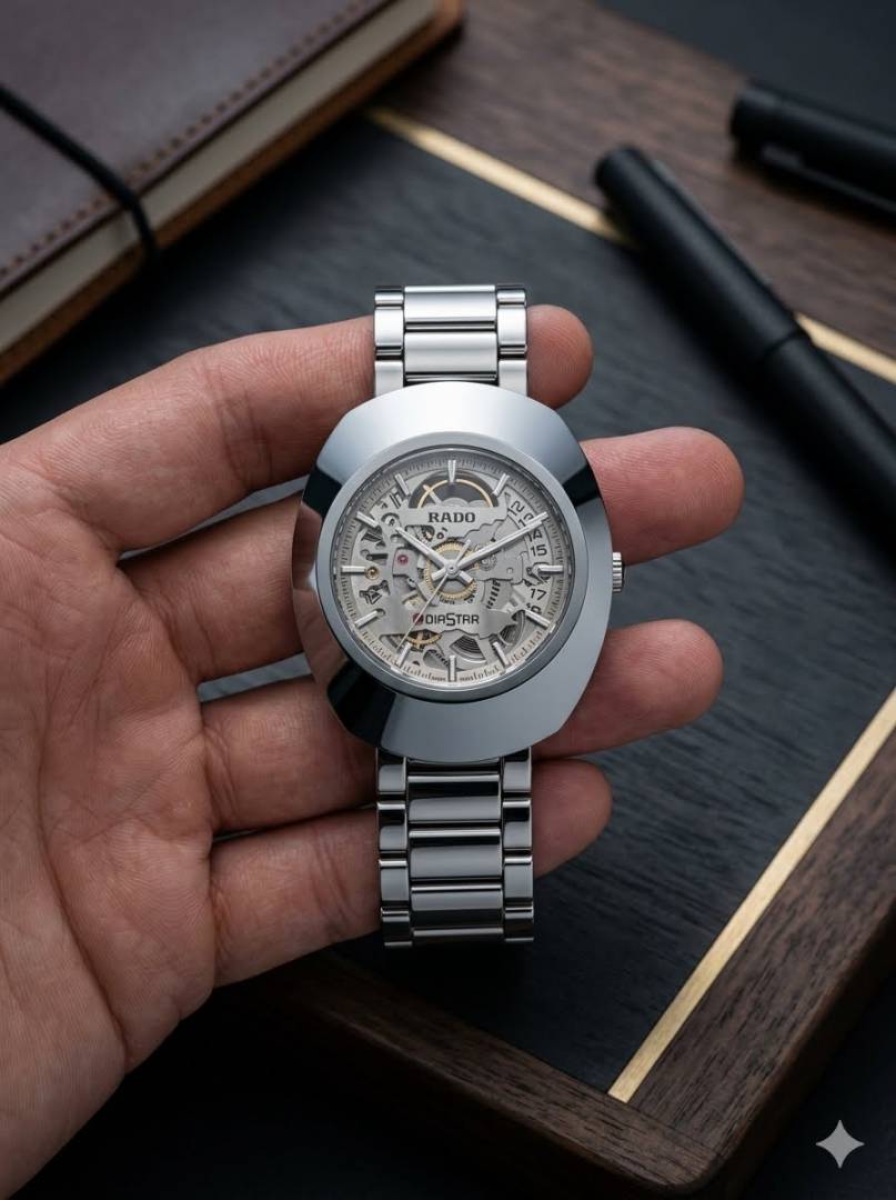 Rado Diastar Automatic Skeleton Watch – Silver Edition ⌚
