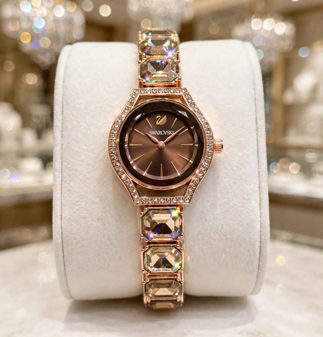 SWAROVSKY CRYSTAL ROSE GOLD BROWN WATCH FOR HER