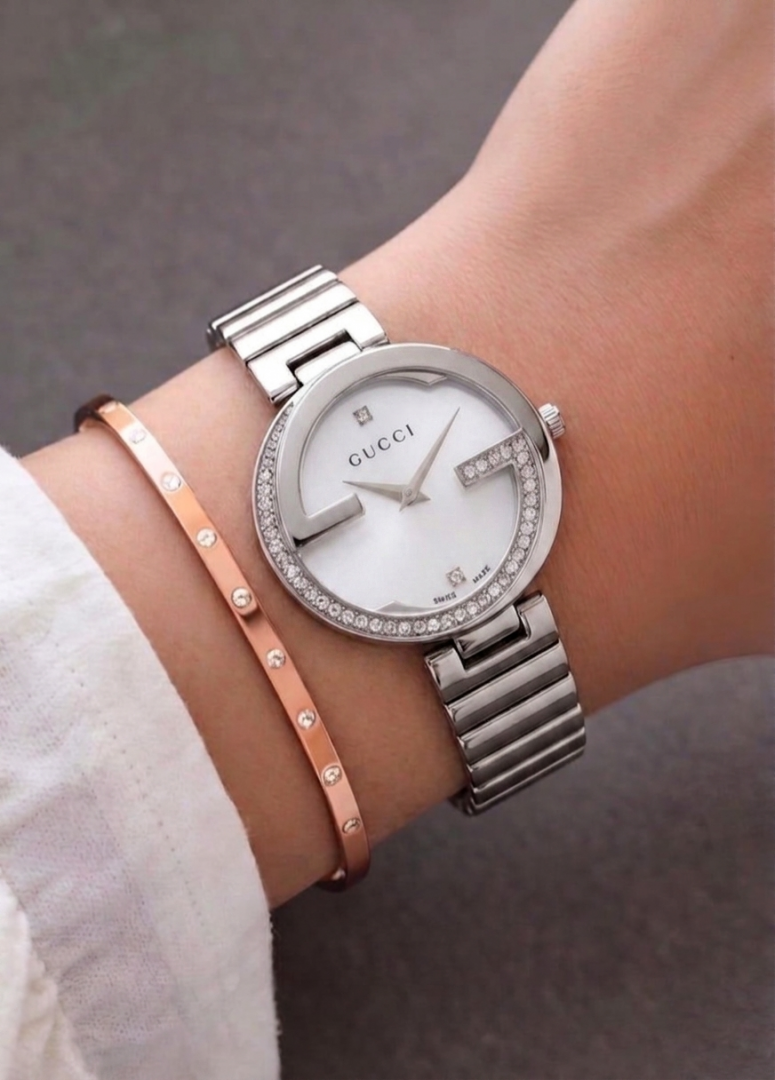 GUCCI SILVER WHITE WATCH
