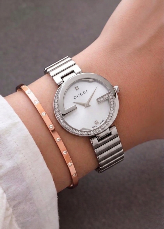 GUCCI SILVER WHITE WATCH